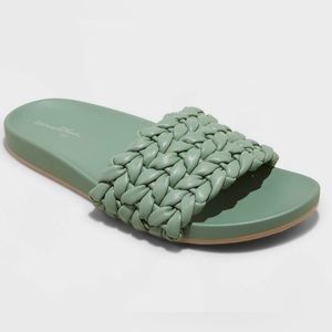 Women’s Slide Sandals, Size 9, Green